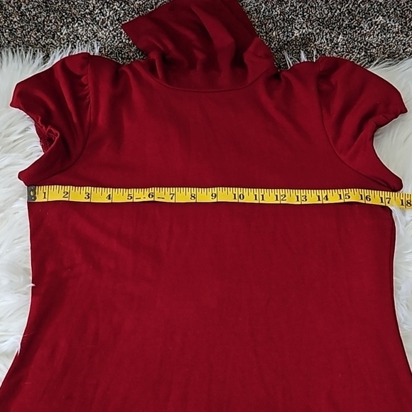 Maurices Dark Red Fold Over Turtleneck Short Sleeve Blouse - Picture 14 of 14
